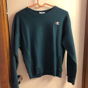 Blue/green champion crewneck